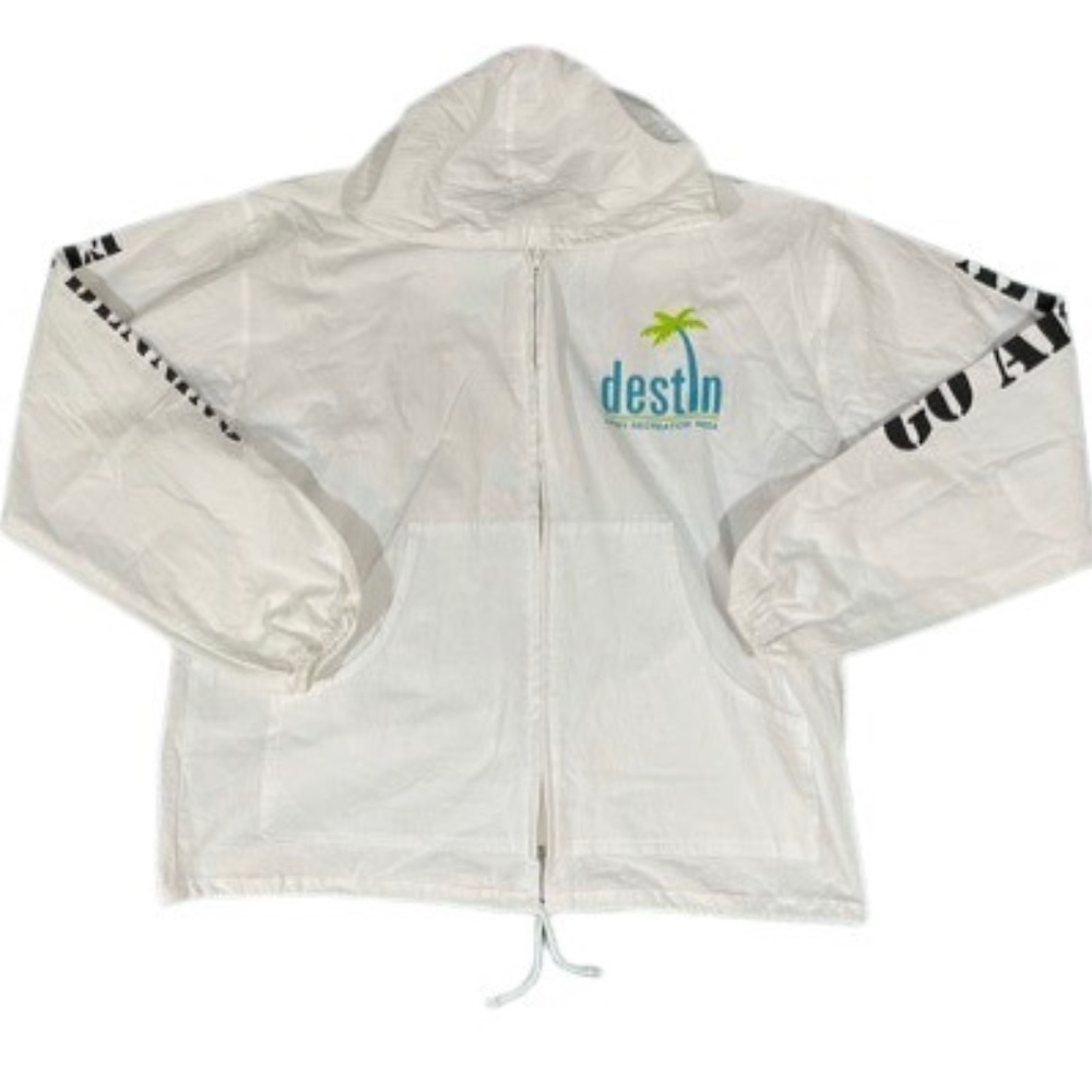 White US Army Rec Windbreaker hoodie